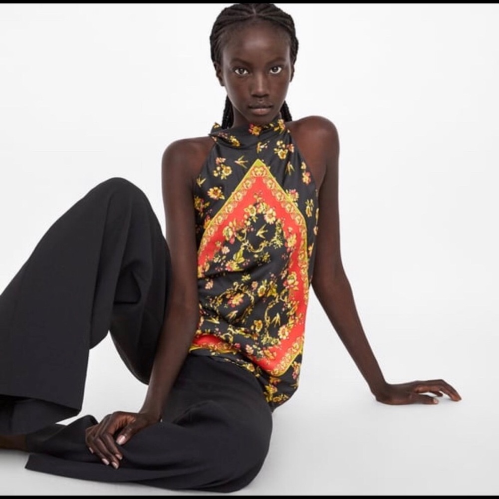 Elegant patterned silk halter